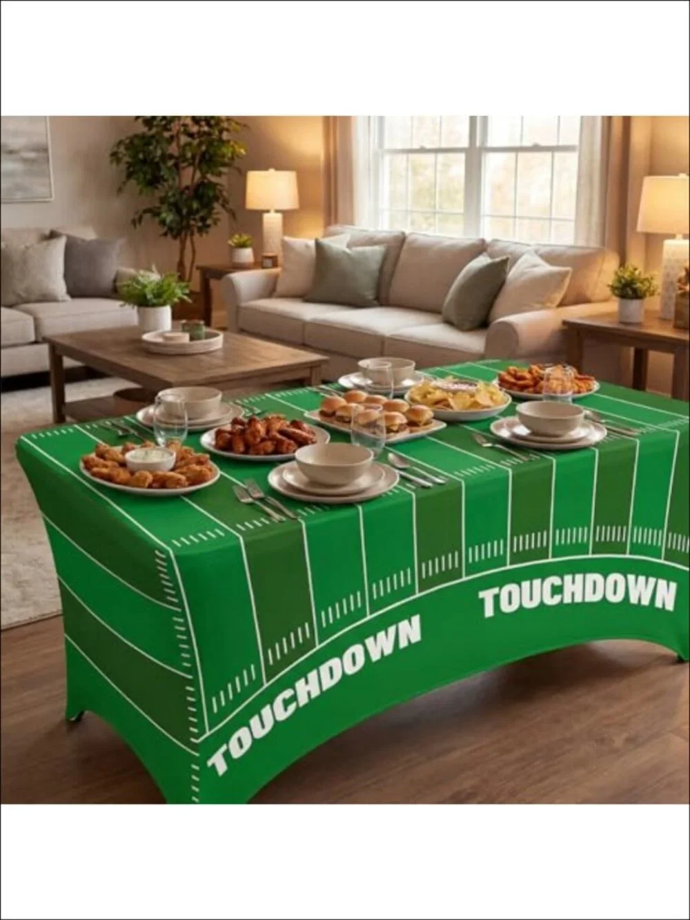 2 Pack 6ft Football Spandex Tablecloth Fitted Rectangular Polyester Spandex